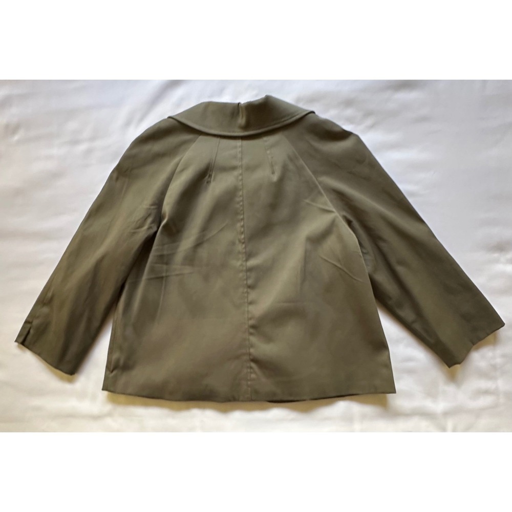 Vertigo Paris Women Cropped Jacket Olive‎ Green Button Front Peter Pan Collar M - Picture 4 of 13